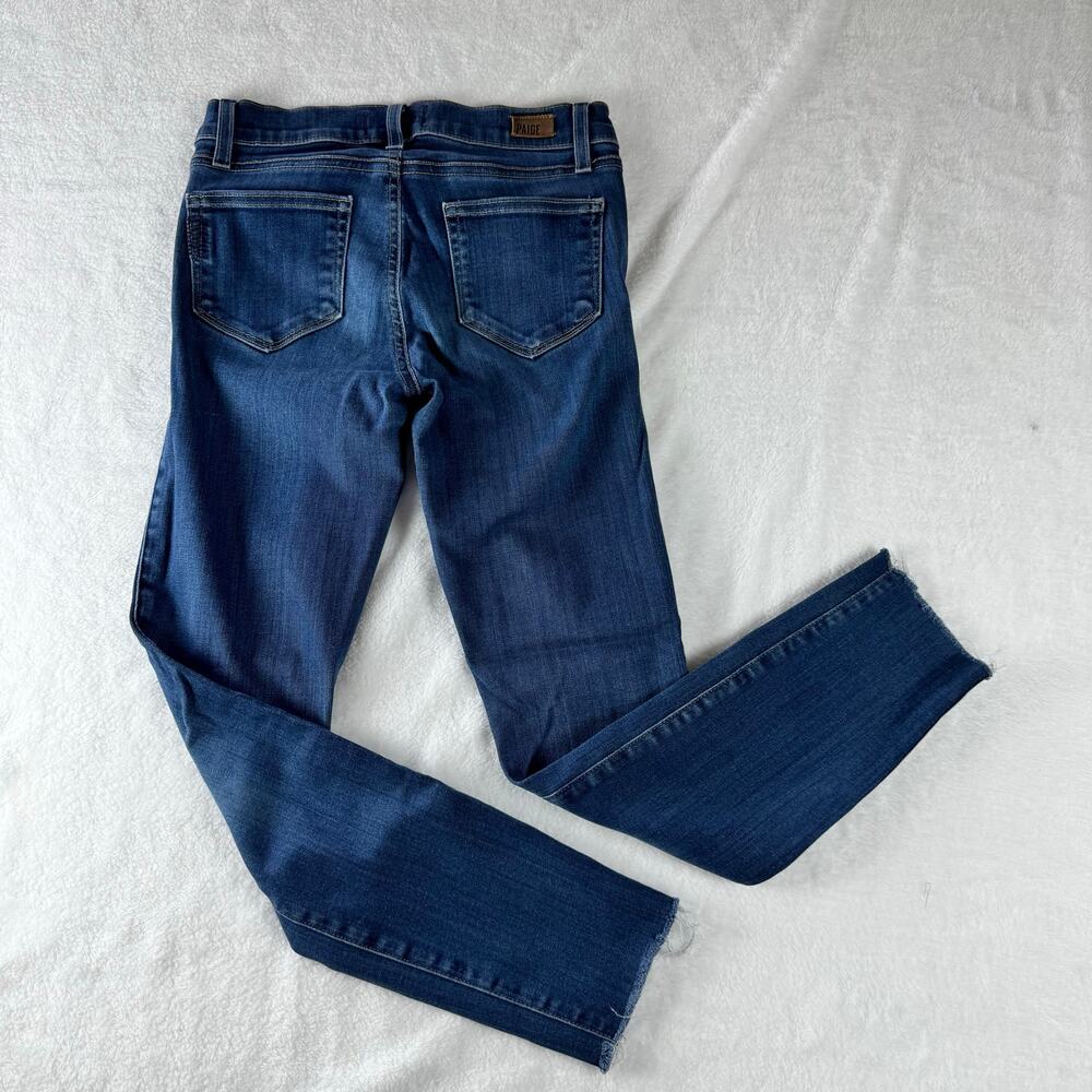 PAIGE Verdugo Ankle Jeans Womens 26 Blue Skinny Stretch Raw Hem Denim - Picture 3 of 13